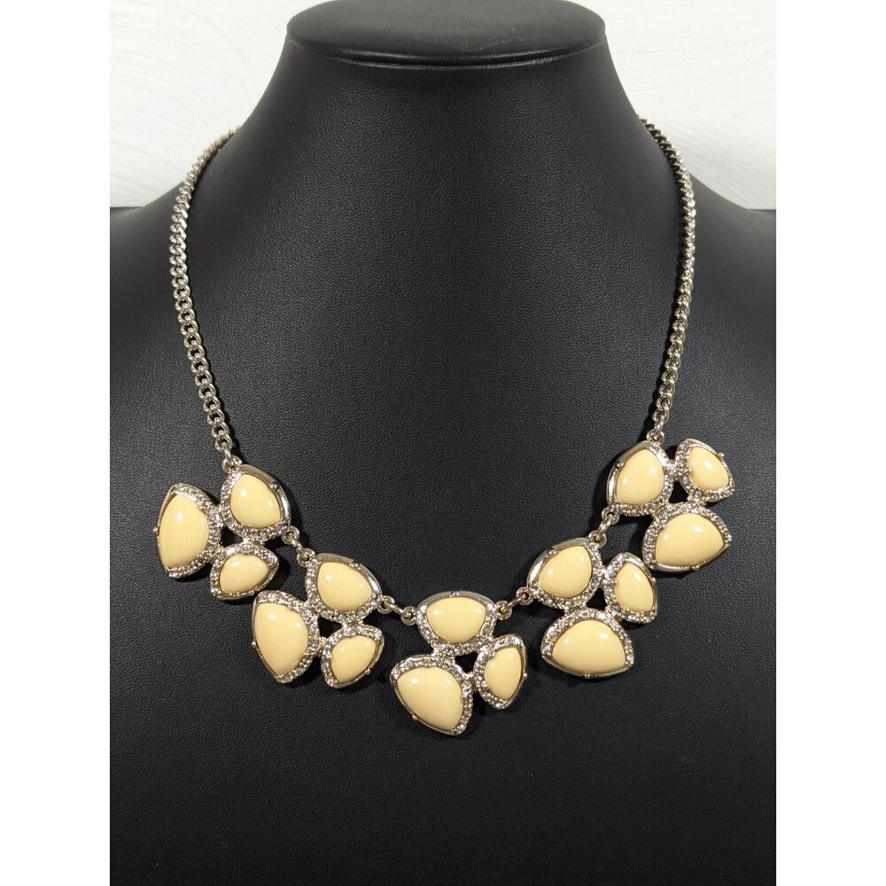 Ann Taylor Yellow Cabochon Statement Necklace Coastal Chic 21‎ in